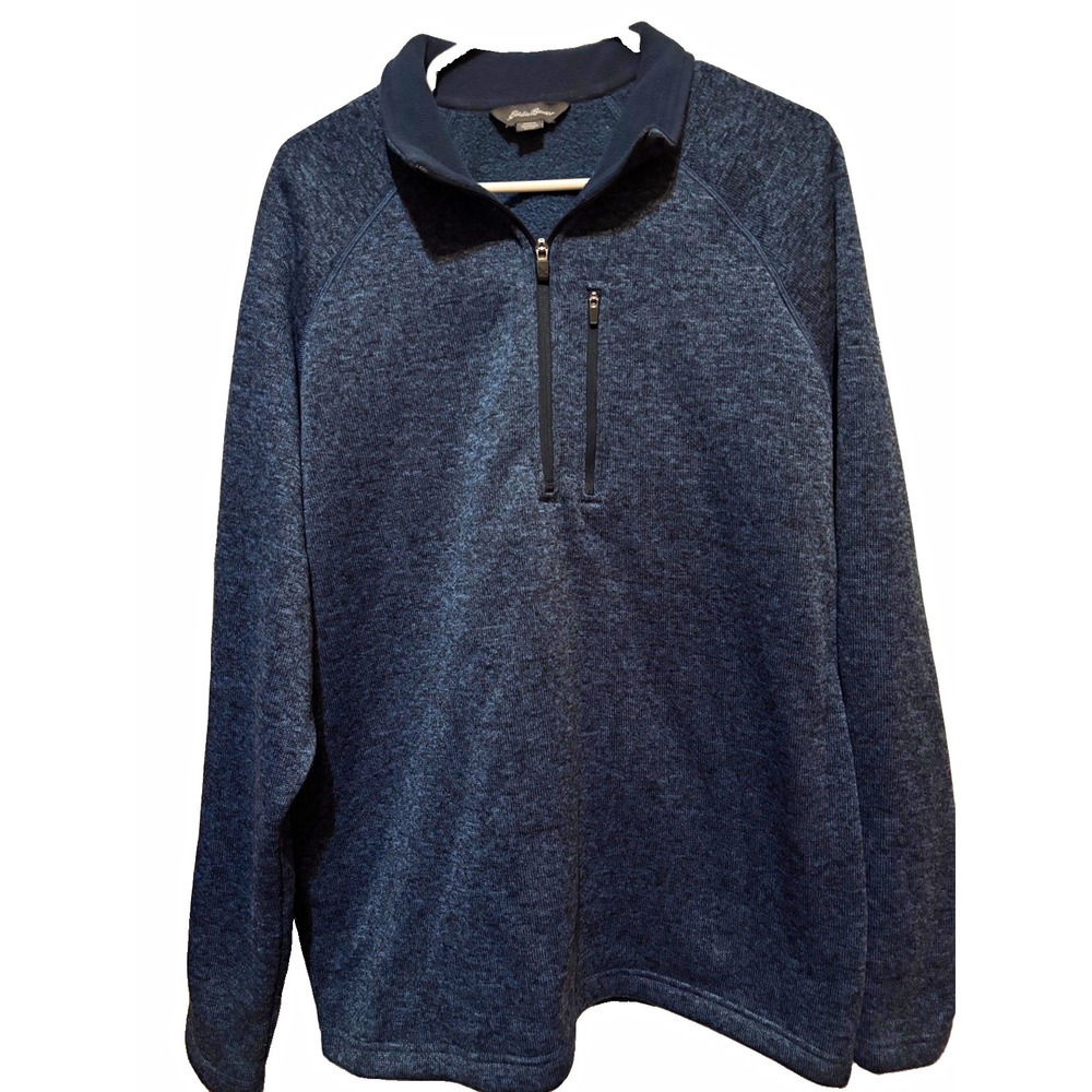 Eddie Bauer Blue Fleece 1/4 Zip Mock Neck Pullover Sweatshirt Men's XL